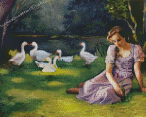 Young Girl With Ducks Diamond Paintings