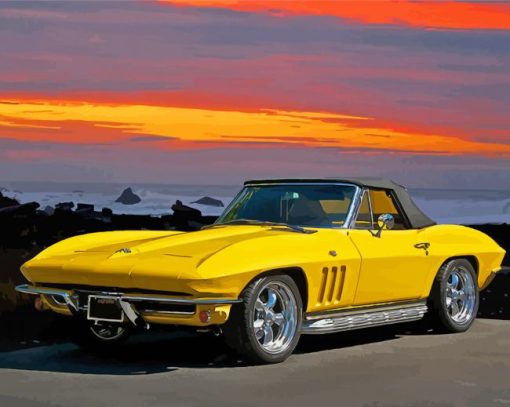 Aesthetic Yellow Corvette Diamond Paintings