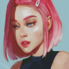 Aesthetic Pink Girl Illustration Diamond Paintings