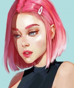 Aesthetic Pink Girl Illustration Diamond Paintings