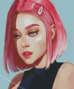 Aesthetic Pink Girl Illustration Diamond Paintings