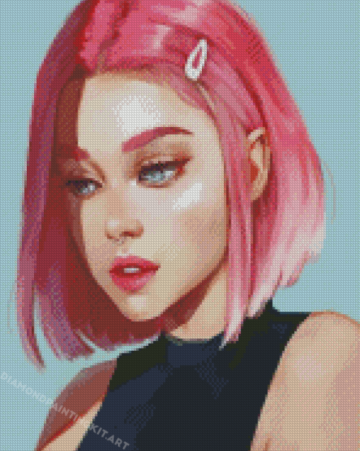 Aesthetic Pink Girl Illustration Diamond Paintings