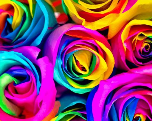 Aesthetic Rainbow Flowers Diamond Paintings