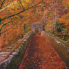 Autumn Woodland Bridge Diamond Paintings