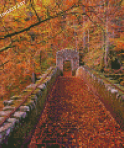 Autumn Woodland Bridge Diamond Paintings