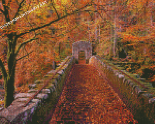 Autumn Woodland Bridge Diamond Paintings