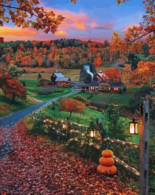 Autumn New England Countryside Diamond Paintings