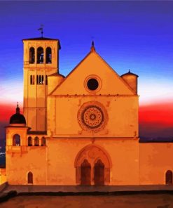 Basilica Of San Francesco D Assisi Sunset Colors Diamond Paintings