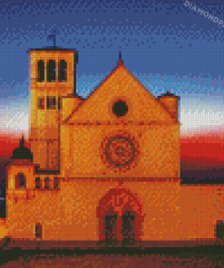 Basilica Of San Francesco D Assisi Sunset Colors Diamond Paintings