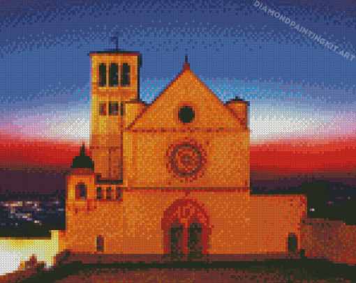 Basilica Of San Francesco D Assisi Sunset Colors Diamond Paintings