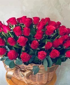 Basket Of Red Roses Diamond Paintings