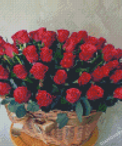 Basket Of Red Roses Diamond Paintings