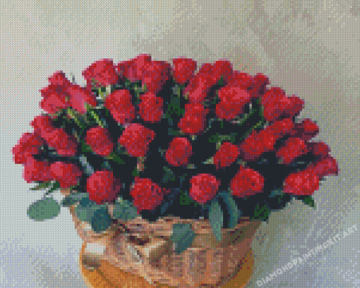 Basket Of Red Roses Diamond Paintings