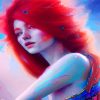 Beautiful Anime Lady With Red Hair Diamond Paintings