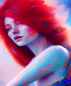 Beautiful Anime Lady With Red Hair Diamond Paintings