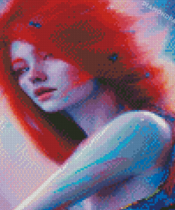 Beautiful Anime Lady With Red Hair Diamond Paintings