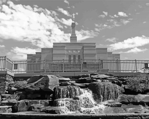 Black And White Snowflake Arizona Temple Diamond Paintings