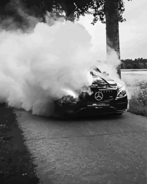 Black And White Smoke Car Diamond Paintings