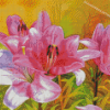 Blooming Pink Lily Flowers Diamond Paintings