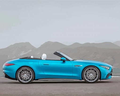 Blue Mercedes Sl Diamond Paintings