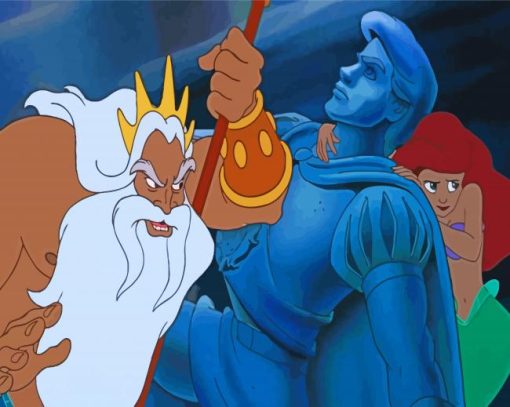 Cartoon The Little Mermaid With Her Father Diamond Paintings