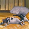 Cats Sleeping On Big Bed Diamond Paintings