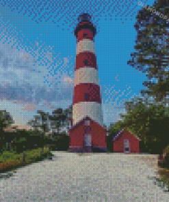 Chincoteague Lighthouse In Virginia Diamond Paintings