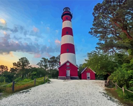 Chincoteague Lighthouse In Virginia Diamond Paintings