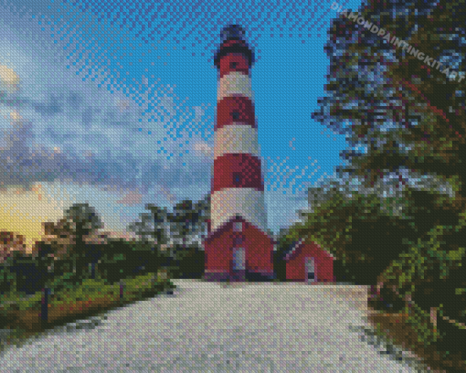 Chincoteague Lighthouse In Virginia Diamond Paintings