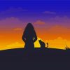 Cool Cat And Girl Sillouette Diamond Paintings