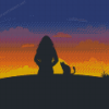 Cool Cat And Girl Sillouette Diamond Paintings