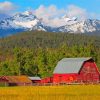 Cool Montana Mountains With Barn Diamond Paintings