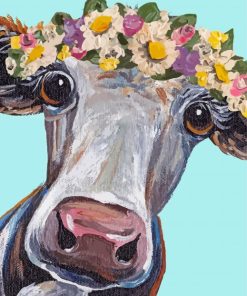 Cow Wearing Flower Crown Art Diamond Paintings