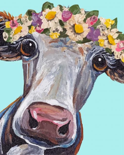 Cow Wearing Flower Crown Art Diamond Paintings