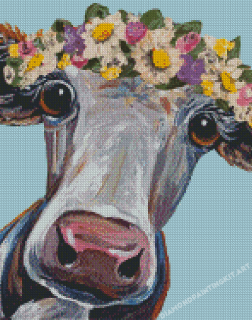 Cow Wearing Flower Crown Art Diamond Paintings