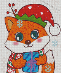 Cute Christmas Fox Diamond Paintings