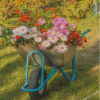 Cute Wheelbarrow With Flowers Diamond Paintings