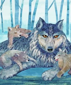 Cute Wolf Family Diamond Paintings