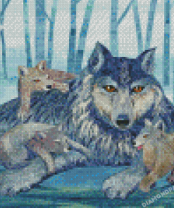 Cute Wolf Family Diamond Paintings