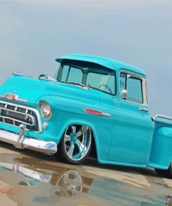 Cyan Old Chevy Truck Diamond Paintings