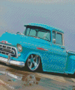 Cyan Old Chevy Truck Diamond Paintings