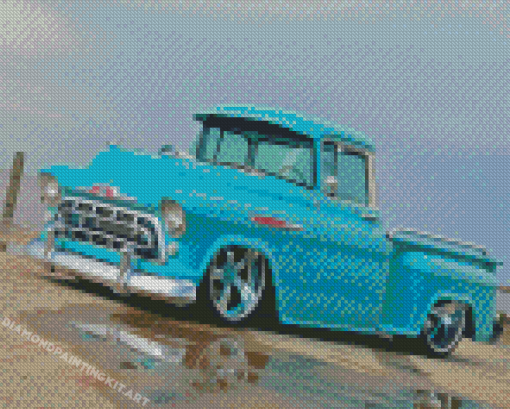 Cyan Old Chevy Truck Diamond Paintings