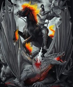 Dragon Slayer On Horse Diamond Paintings