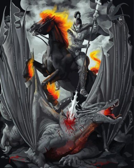 Dragon Slayer On Horse Diamond Paintings