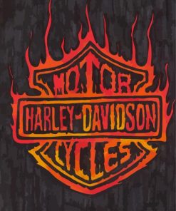 Fire Harley Davidson Logo Art Diamond Paintings