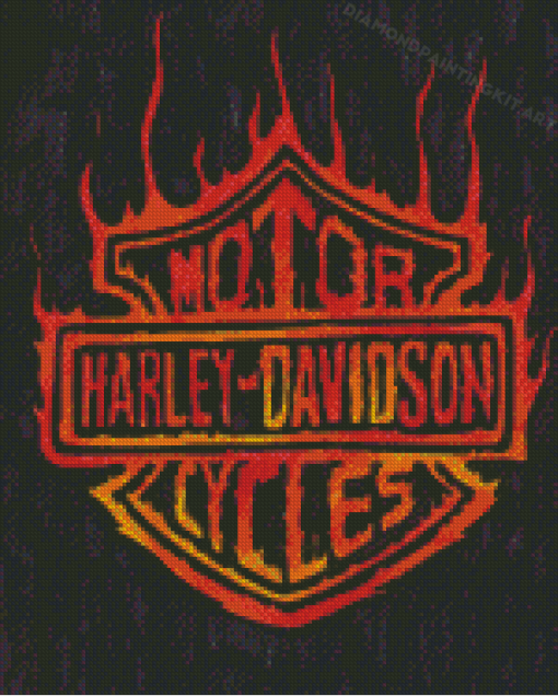 Fire Harley Davidson Logo Art Diamond Paintings