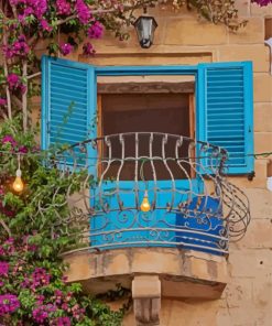 Flower Balcony Italy Art Diamond Paintings