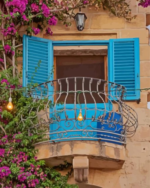 Flower Balcony Italy Art Diamond Paintings