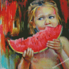 Girl With Watermelon Diamond Paintings