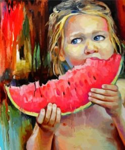 Girl With Watermelon Diamond Paintings